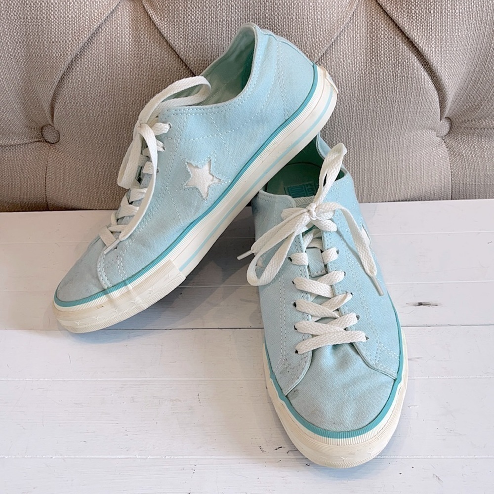 CONVERSE One Star Lace Up Sneakers Shoes Aqua Blue